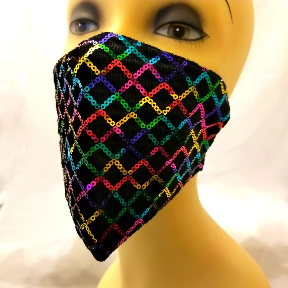 Sequin Print Velvet Face Mask